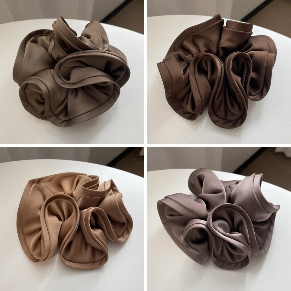 法式設計感木耳邊大腸髮圈ins風質感緞面布藝大腸圈氣質頭繩女簡約新款髮飾⚡24H台灣出貨-細節圖8