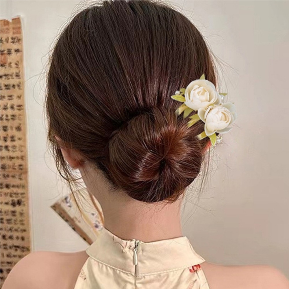 溫柔牡丹花三齒髮簪 金屬髮簪子後腦勺盤髮插梳 新中式玫瑰花氣質盤髮頭飾 髮釵髮叉 古風漢服頭飾髮飾-細節圖7