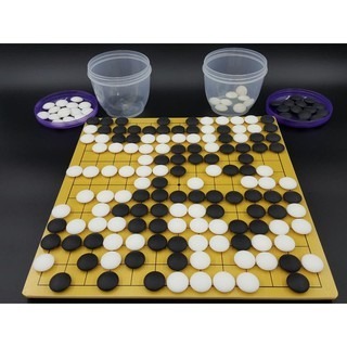 【圍棋本舖】圍棋入門組 13路/9路雙面棋盤+練習級霧面輕棋90顆+塑膠罐/28號棋子厚度/貼面棋盤/台灣製造-細節圖2