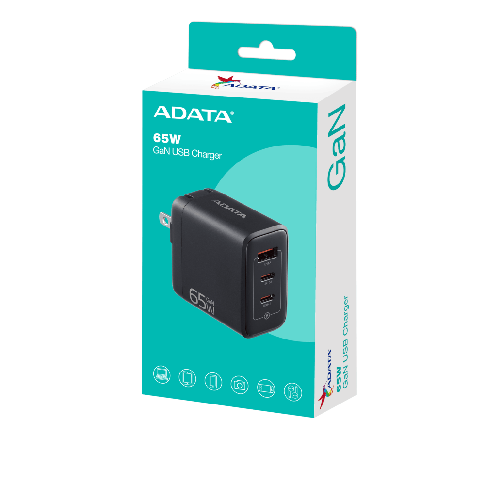 ADATA 威剛 65W快充頭 2C/1A 65W GaN氮化鎵 3孔 超小體積 快速充電 充電器 快充-規格圖8