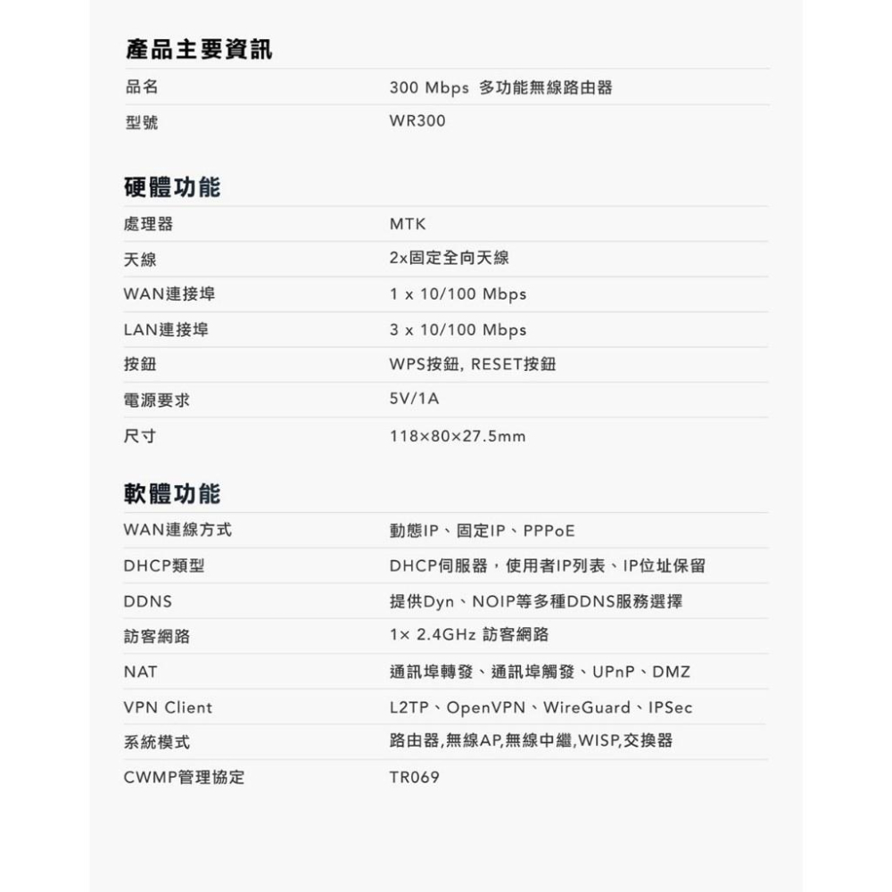 cudy WR300 300 Mbps 多模式無線路由器 分享器 VPN 家長監控 宿舍套房最佳選擇-細節圖8