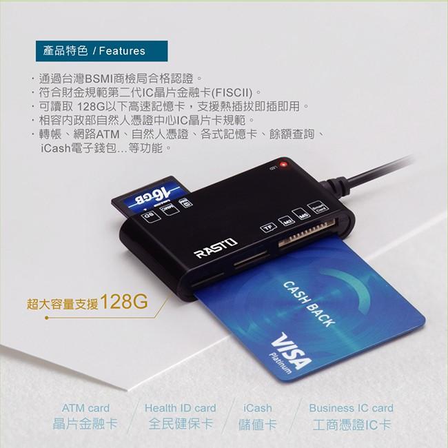 快速出貨 E-books RASTO RT3 讀卡機 智慧型 IC 晶片  晶片 ATM 複合讀卡機-細節圖4
