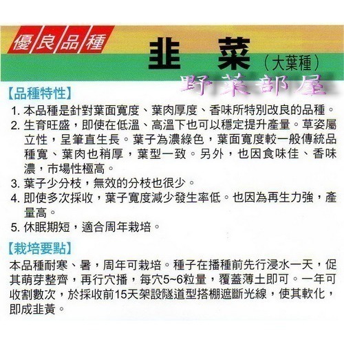 【萌田種子~】D04 日本大葉韭菜種子1.35公克(約300粒) , 大葉品種 , 香味濃~-細節圖2