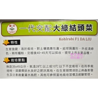 【萌田種子~】E82 大綠結頭菜種子0.12公克(約35粒), 極早生耐熱品種~-細節圖3