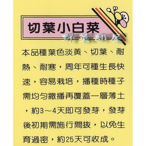 【 萌田種子~】F06 切葉小白菜種子13.5公克(約3500粒) ,耐熱抗病 ,葉厚脆嫩~-細節圖2