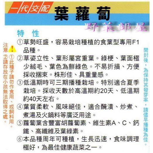 【萌田種子~】I09 葉蘿蔔種子4.7公克(約350粒) , 是吃葉子的 ,日本進口種子~-細節圖2