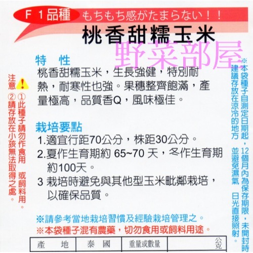 【萌田種子~】N20 桃香甜糯玉米種子6公克(約19~22粒) , 生長強健 , 穗葉青綠 , 有甜度~-細節圖2
