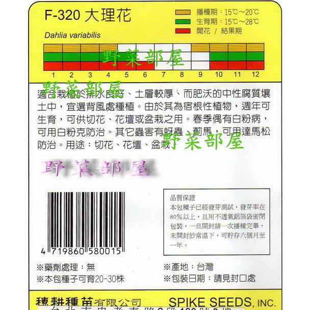 【萌田種子~】Y24 大理花Dahlia~穗耕種苗~天星牌種子~-細節圖2