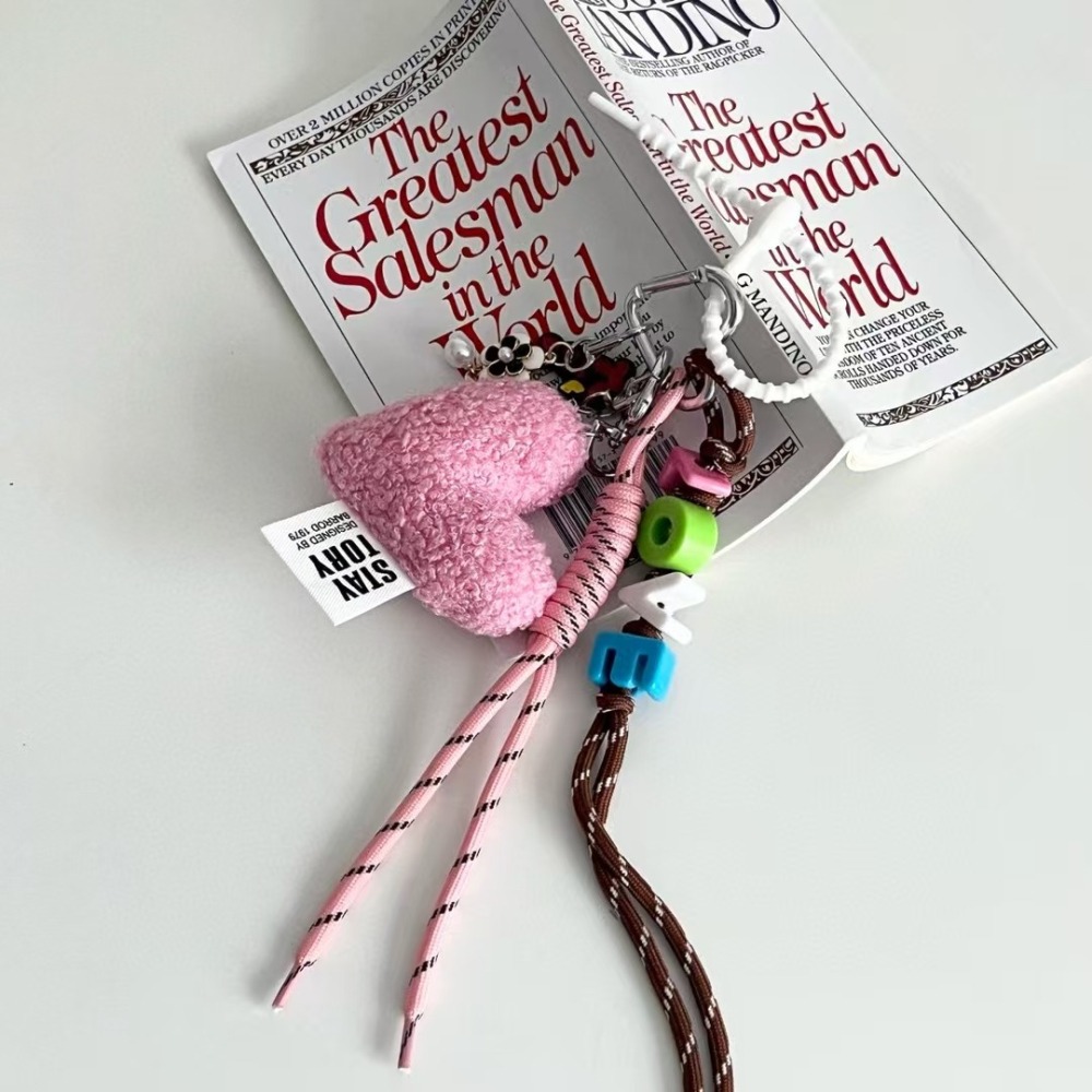 韓國進口 現貨♡ 粉色愛心毛球吊飾掛繩 包包吊飾 掛飾 鑰匙扣掛繩 韓國吊飾-細節圖9