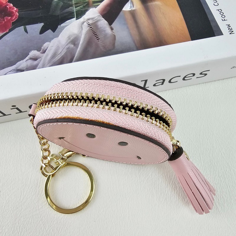 韓國進口 現貨♡ 粉紅大大笑臉零錢包吊飾 笑臉 微笑 零錢包 包包吊飾 鑰匙圈-細節圖4