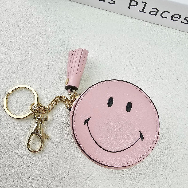 韓國進口 現貨♡ 粉紅大大笑臉零錢包吊飾 笑臉 微笑 零錢包 包包吊飾 鑰匙圈-細節圖5