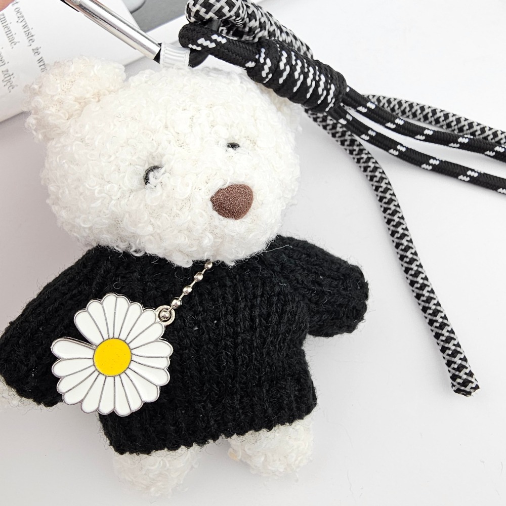 韓國進口 現貨♡ 小雛菊熊熊愛心扣掛飾 GD小雛菊 小熊吊飾 鑰匙扣掛繩 韓國吊飾 包包掛件-細節圖2