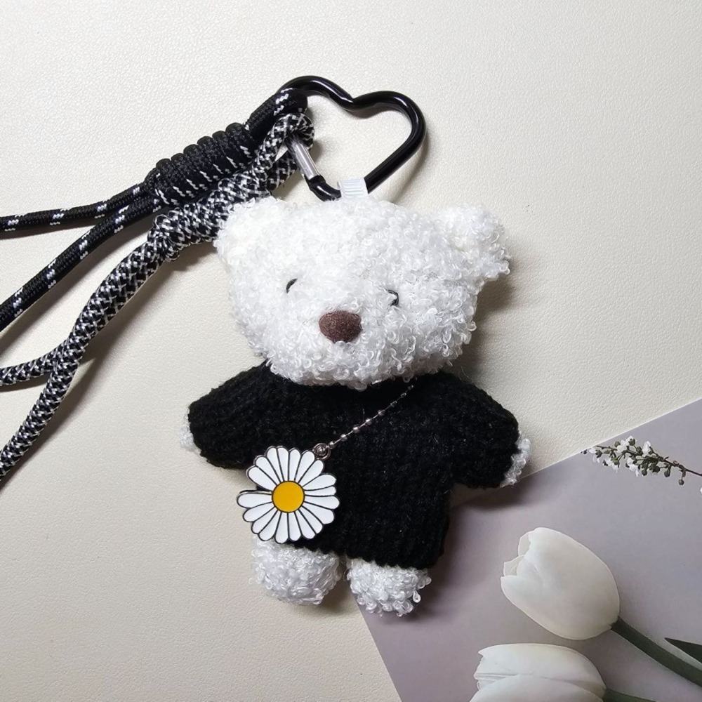 韓國進口 現貨♡ 小雛菊熊熊愛心扣掛飾 GD小雛菊 小熊吊飾 鑰匙扣掛繩 韓國吊飾 包包掛件-細節圖3