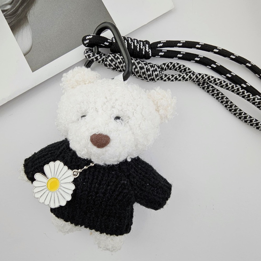 韓國進口 現貨♡ 小雛菊熊熊愛心扣掛飾 GD小雛菊 小熊吊飾 鑰匙扣掛繩 韓國吊飾 包包掛件-細節圖4