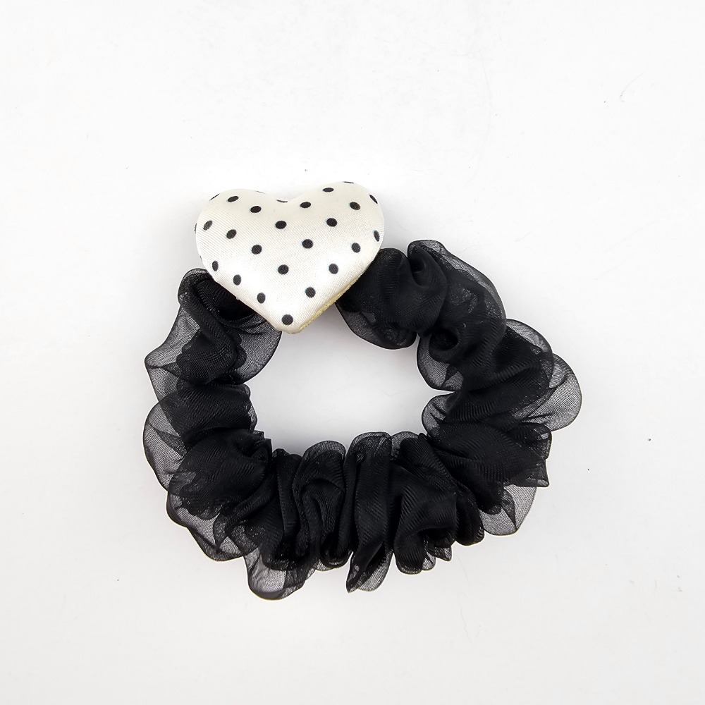 韓國進口 現貨♡ 愛心點點蕾絲大腸圈 韓國飾品 髮圈 髮飾 愛心髮圈-規格圖8