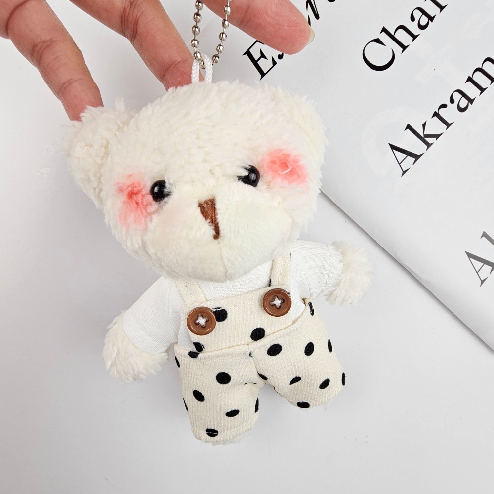 韓國進口 現貨♡ 可愛腮紅吊帶褲小熊吊飾 正韓吊飾 小熊玩偶 包包吊飾 鑰匙圈 掛飾-細節圖3