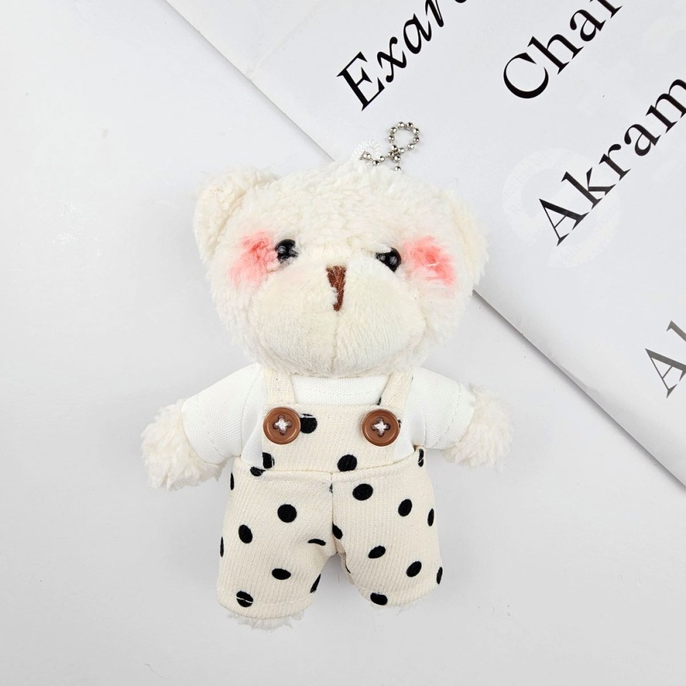 韓國進口 現貨♡ 可愛腮紅吊帶褲小熊吊飾 正韓吊飾 小熊玩偶 包包吊飾 鑰匙圈 掛飾-細節圖4