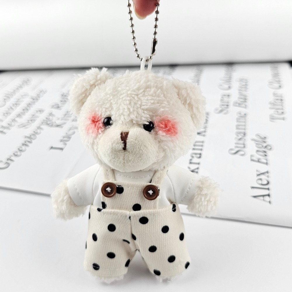 韓國進口 現貨♡ 可愛腮紅吊帶褲小熊吊飾 正韓吊飾 小熊玩偶 包包吊飾 鑰匙圈 掛飾-細節圖7