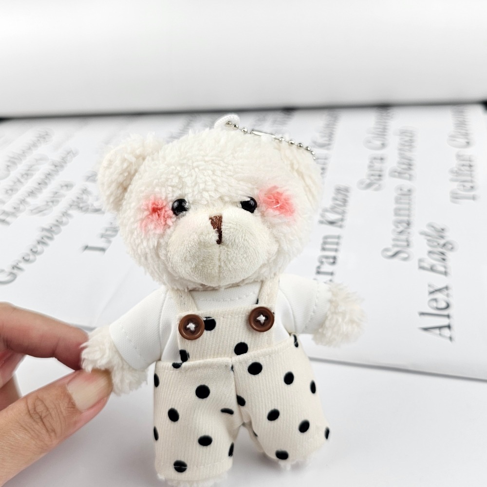 韓國進口 現貨♡ 可愛腮紅吊帶褲小熊吊飾 正韓吊飾 小熊玩偶 包包吊飾 鑰匙圈 掛飾-細節圖8