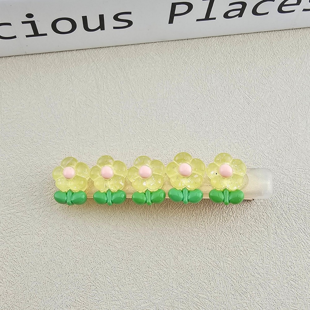 韓國進口 現貨♡ 糖果色花朵小熊髮夾 韓國飾品 壓克力彈簧夾 花朵髮夾 一字夾 邊夾 壓夾 鴨嘴夾-規格圖5