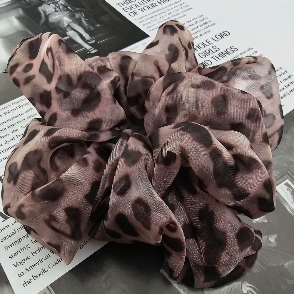 正韓 現貨♡ 豹紋網紗大腸髮圈 韓國飾品 豹紋髮飾 韓國髮圈-細節圖2