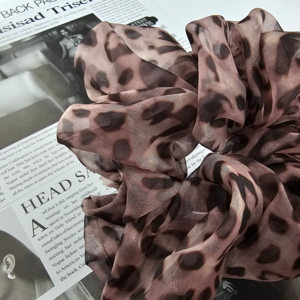 正韓 現貨♡ 豹紋網紗大腸髮圈 韓國飾品 豹紋髮飾 韓國髮圈-細節圖3