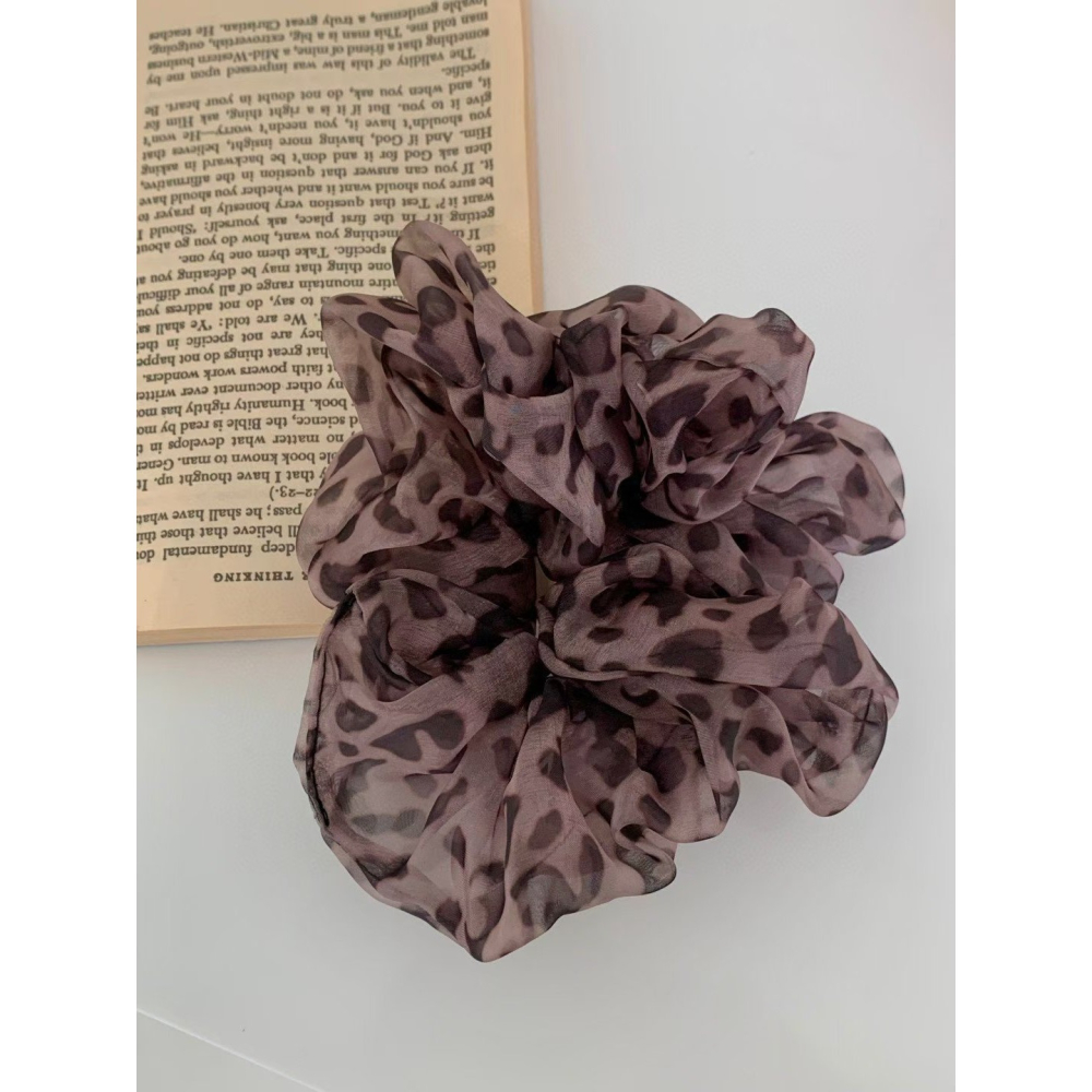 正韓 現貨♡ 豹紋網紗大腸髮圈 韓國飾品 豹紋髮飾 韓國髮圈-細節圖6