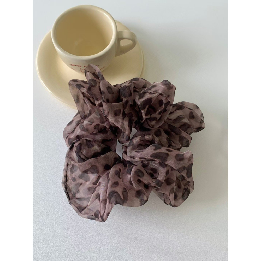 正韓 現貨♡ 豹紋網紗大腸髮圈 韓國飾品 豹紋髮飾 韓國髮圈-細節圖8