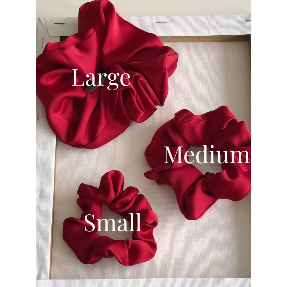 正韓 現貨♡ 好看很有氣質的酒紅色緞面大腸髮圈 韓國飾品 大腸圈 韓國髮圈-細節圖2