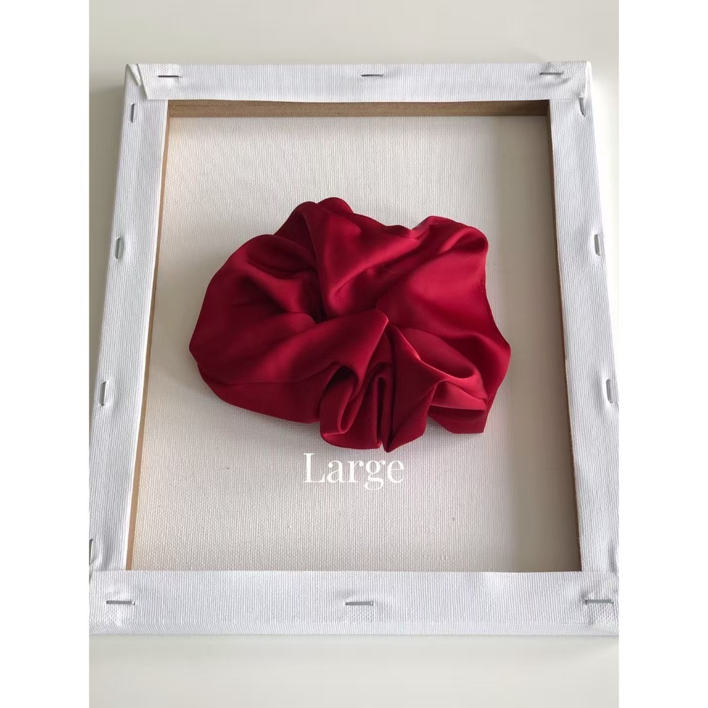 正韓 現貨♡ 好看很有氣質的酒紅色緞面大腸髮圈 韓國飾品 大腸圈 韓國髮圈-規格圖4