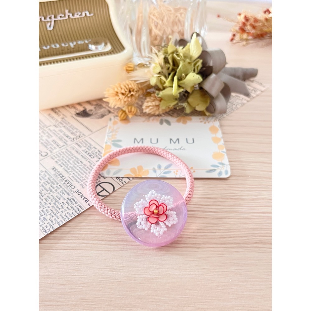 Padico 星之雫 星の雫# UV膠 串珠 水晶花 粉藍串珠花髮飾 髮圈 客製化商品-細節圖2