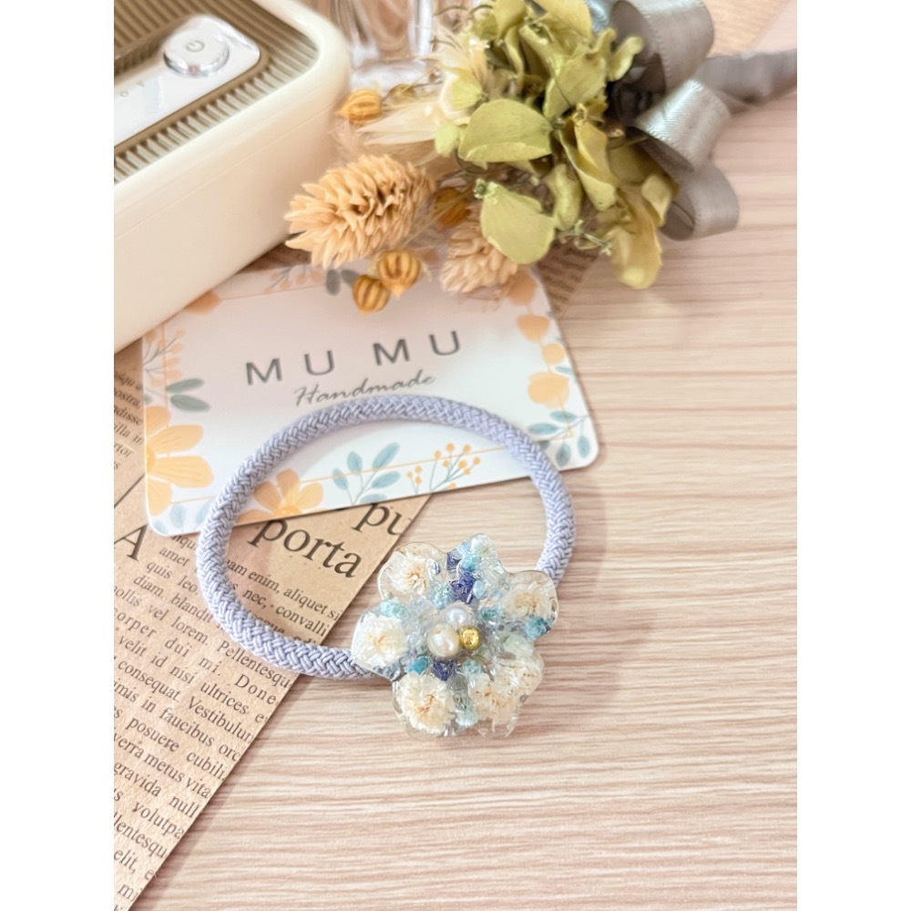 Padico 星之雫 星の雫# UV膠 淡藍系滿天星髮飾 髮圈 客製化商品-細節圖3