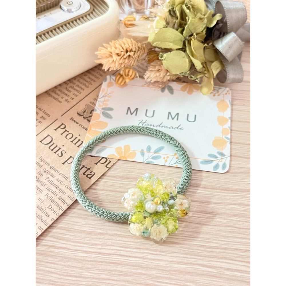 Padico 星之雫 星の雫# UV膠 綠系滿天星髮飾 髮圈 客製化商品-細節圖2