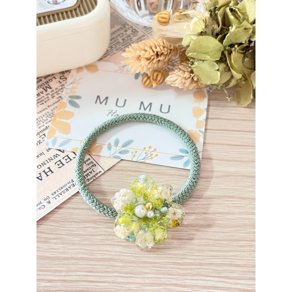 Padico 星之雫 星の雫# UV膠 綠系滿天星髮飾 髮圈 客製化商品-細節圖3