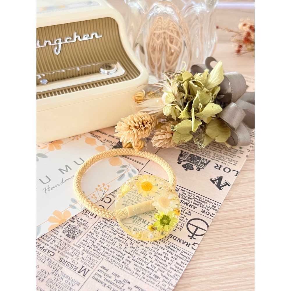 Padico 星之雫 星の雫#UV膠 乾燥花 真花 秘密花園紫系髮飾 髮束 髮圈-細節圖5