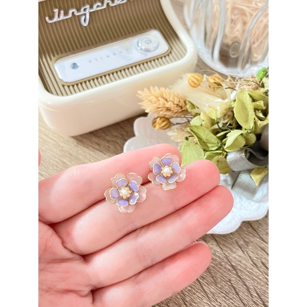 Padico 星之雫 星の雫# UV膠 水晶花 繞線 各色雙層櫻花耳環 貼耳 耳針 耳夾 客製化商品-規格圖9