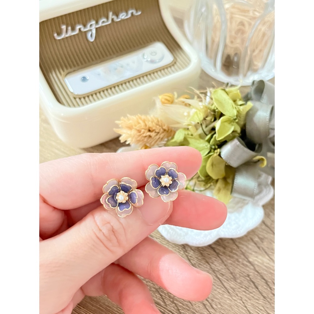 Padico 星之雫 星の雫# UV膠 水晶花 繞線 各色雙層櫻花耳環 貼耳 耳針 耳夾 客製化商品-規格圖9
