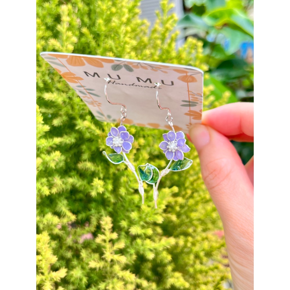 Padico 星之雫 星の雫# UV膠 銅線花 水晶花 薰衣草紫花耳環 耳針 耳夾 耳勾-細節圖4