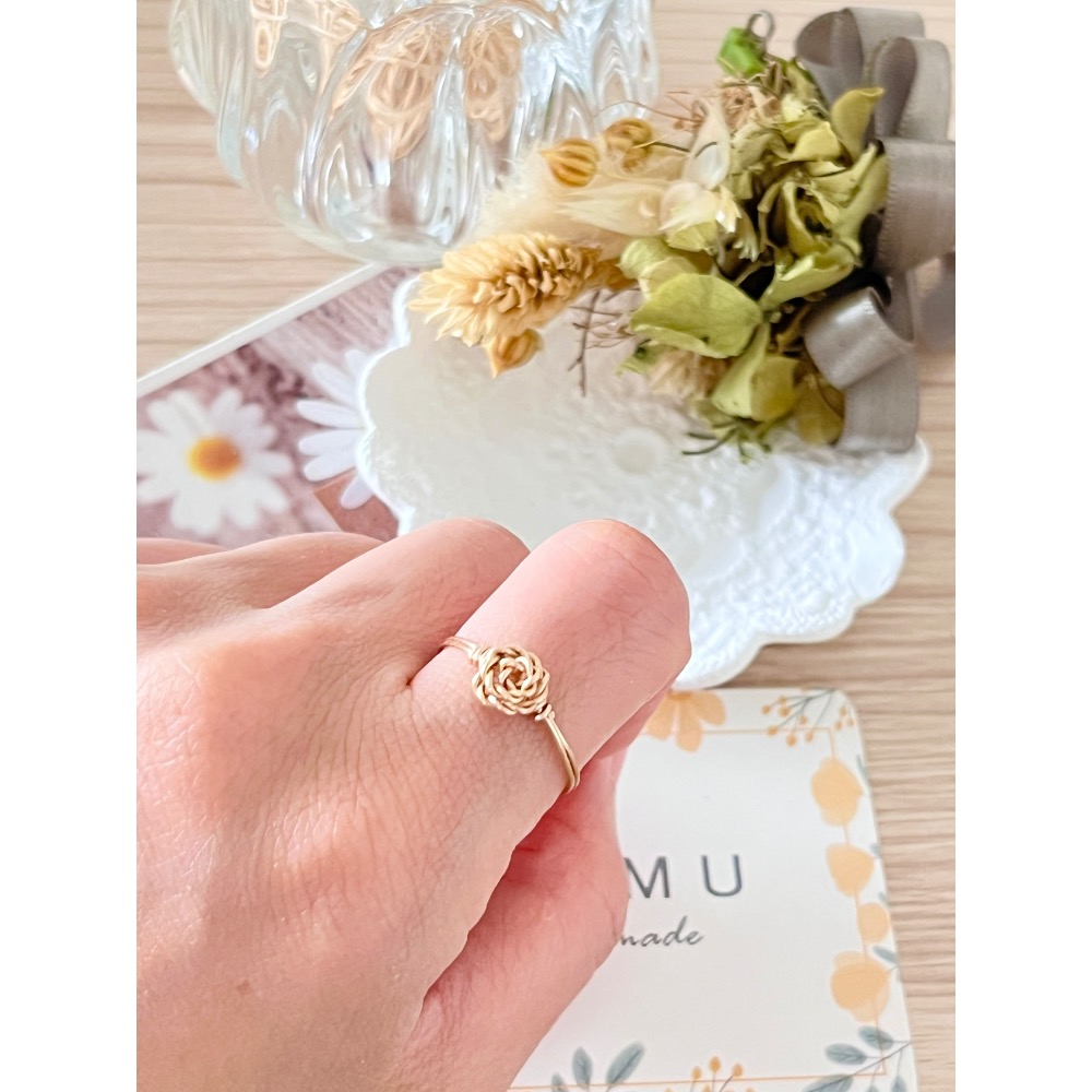 藝術線 銅線花 玫瑰花🌹戒指💍 客製化商品-細節圖3