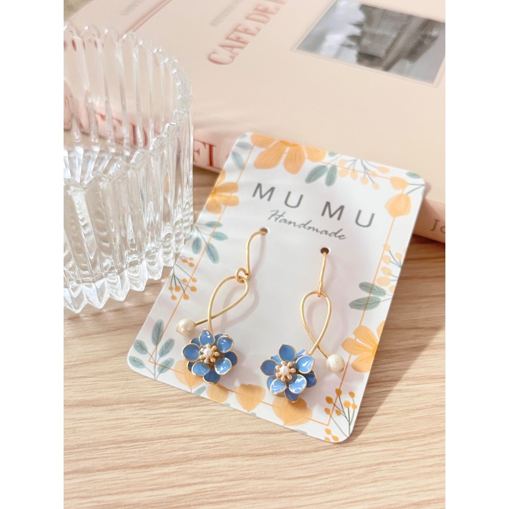 Padico 星之雫 星の雫# UV膠 銅線花 水晶花 繞線 天然珍珠五瓣花耳環 耳針 耳夾 耳勾-規格圖6