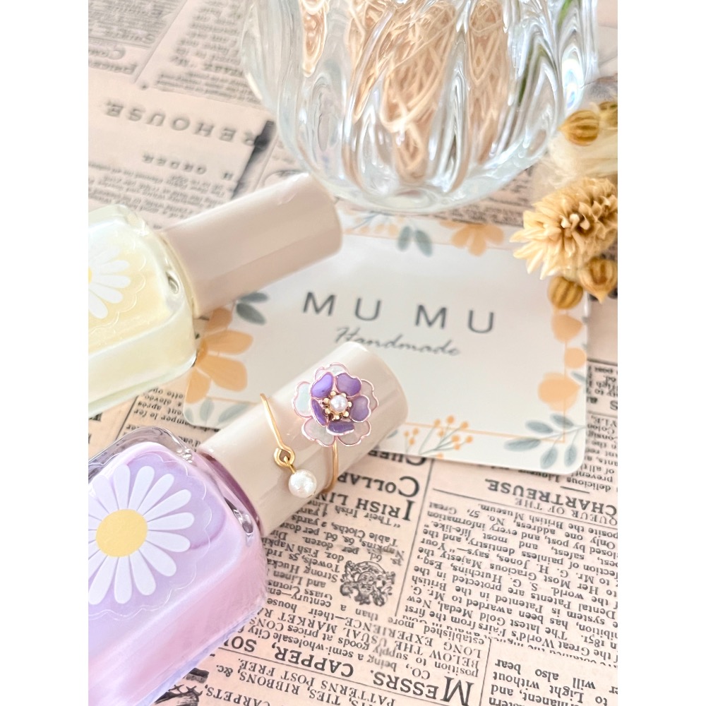 UV膠 水晶花 銅線花 藝術線 棉珍珠櫻花🌸戒指💍 可微調-細節圖5