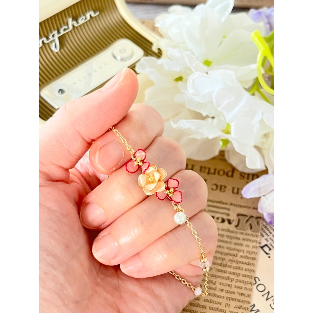 Padico 星之雫 星の雫# UV膠 水晶花 繞線 玫瑰🌹水晶花手鏈 客製化商品-細節圖2