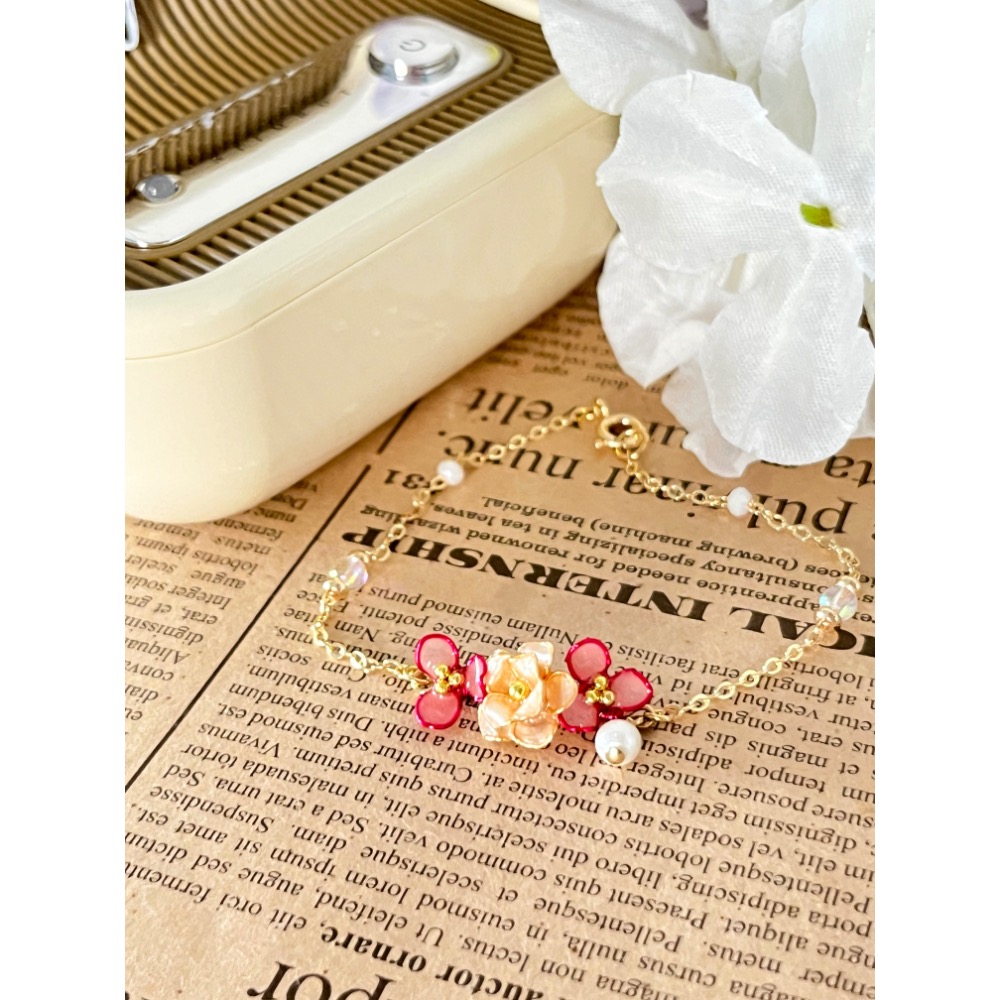 Padico 星之雫 星の雫# UV膠 水晶花 繞線 玫瑰🌹水晶花手鏈 客製化商品-細節圖3