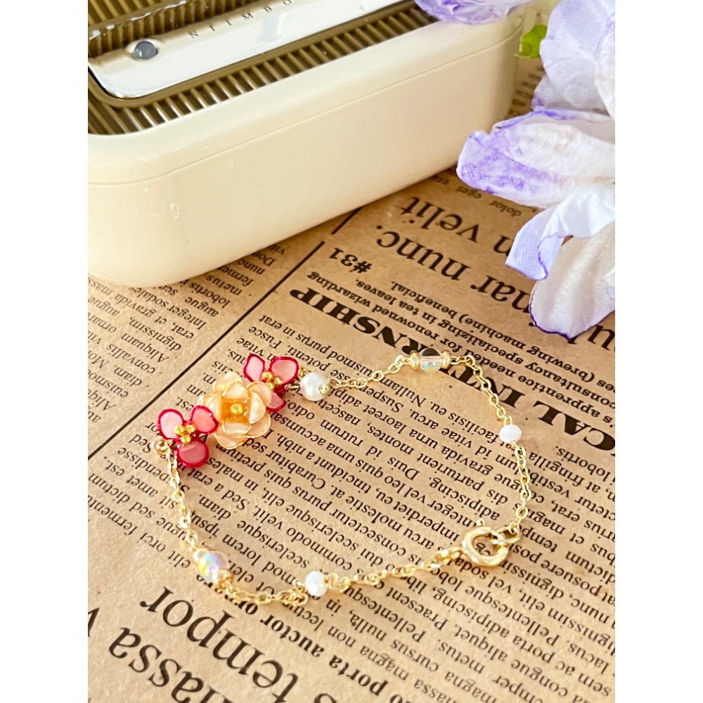 Padico 星之雫 星の雫# UV膠 水晶花 繞線 玫瑰🌹水晶花手鏈 客製化商品-細節圖4