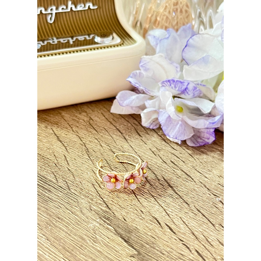 Padico 星之雫 星の雫# UV膠 水晶花 繞線 雙層五瓣花戒指💍 可微調 客製化商品-細節圖2