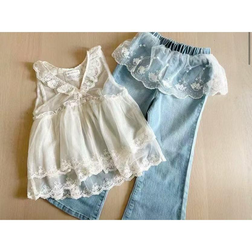 現貨 mamaraku 蕾絲牛仔褲-細節圖2