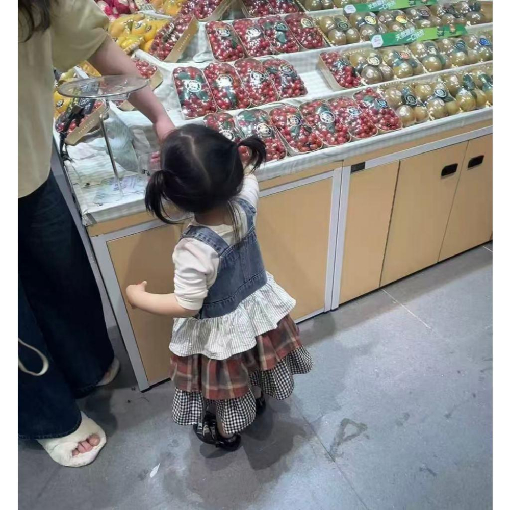 現貨 超可愛拼接布牛仔裙-細節圖2