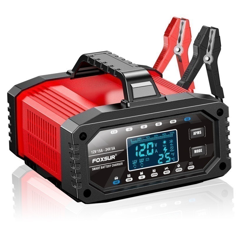 福克斯FAC-150 12V15A /24V5A 汽車電池充電器，鉛酸 鉛鈣 鋰鐵電池 六段電流 檢測 充電 修復 電源-細節圖3