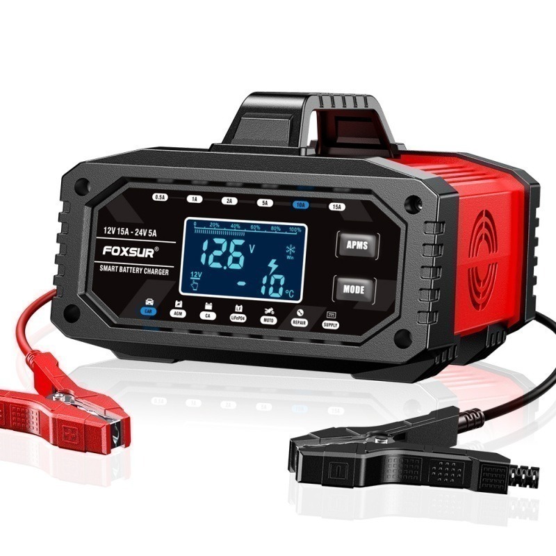 福克斯FAC-150 12V15A /24V5A 汽車電池充電器，鉛酸 鉛鈣 鋰鐵電池 六段電流 檢測 充電 修復 電源-細節圖4