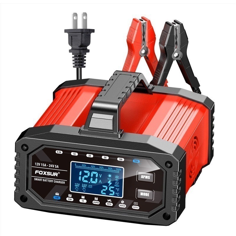 福克斯FAC-150 12V15A /24V5A 汽車電池充電器，鉛酸 鉛鈣 鋰鐵電池 六段電流 檢測 充電 修復 電源-細節圖2